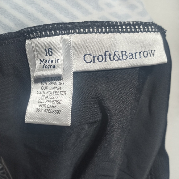 Croft & Barrow Black And White Tankini Top Size 16 - Picture 6 of 9